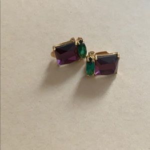 Purple and green Tory Burch clip-ons